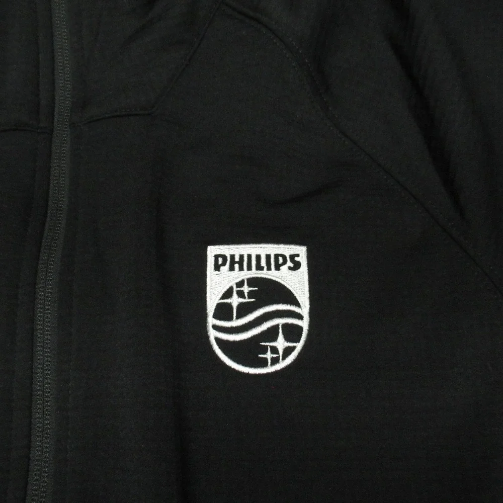 North Face Jacket Mens Medium Black Mountain Peaks Fleece Full Zip Hike LOGO NEW